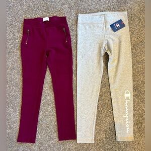 Bundle Lot Champion & Children’s Place Leggings, Maroon & Gray, Girls Size 10/12